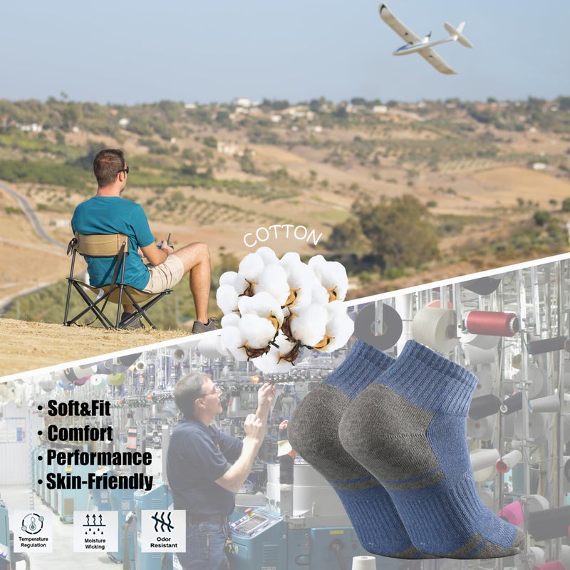 Ortis Low Cut Quarter Socks for Men Cotton Cushion Moisture Wicking Mesh Ventilating Running Training(Denim L) - Image 5